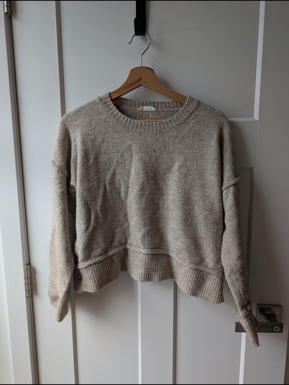 Sophie Rue Neutral Beige Crewneck Sweater